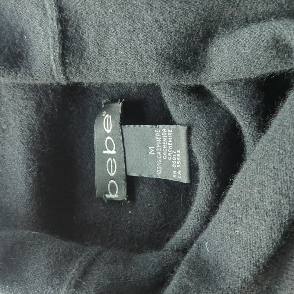 Bebe Black cowl neck cashmere sweater M, Fits XS